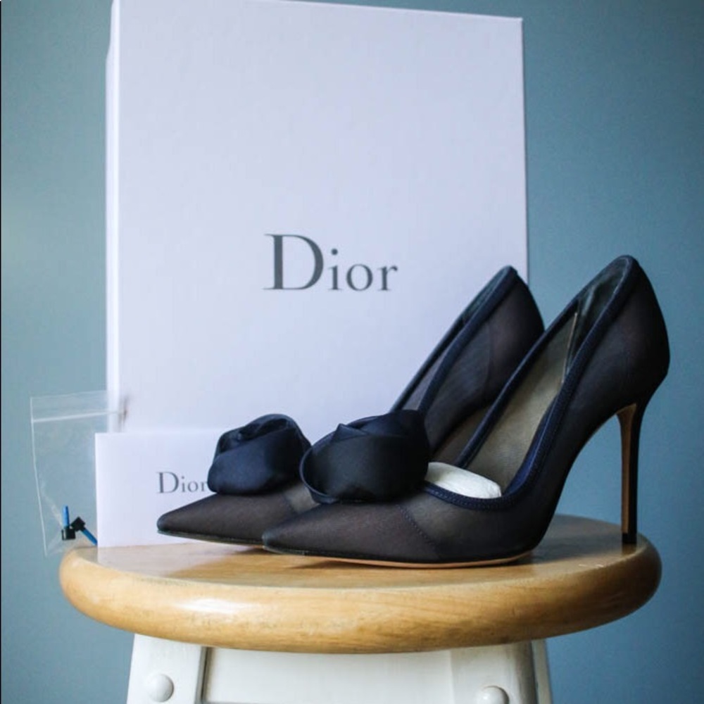Blue Dior Midnight Garden Rhinestone Rose Pumps